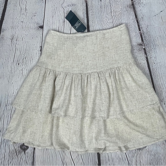 ABERCROMBIE & FITCH linen blend tiered mini skirt NWT, size XS - Picture 10 of 15